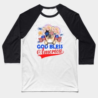 God Bless America 4th Of July Firework Dog Unisex Baseball T-Shirt